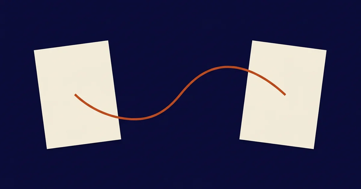 Editorial illustration of a written handoff representing async work with a web studio