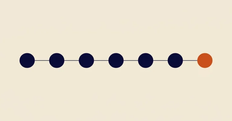Editorial illustration of a seven-stage B2B SaaS website redesign process