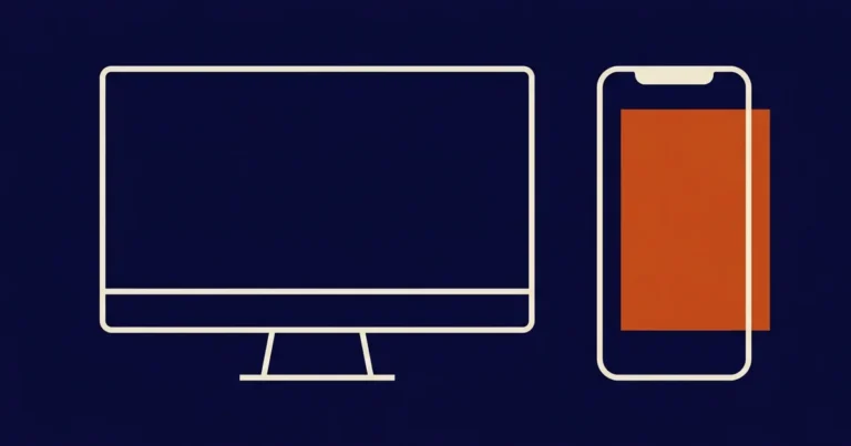 Editorial illustration showing a website heavy on a phone but light on desktop